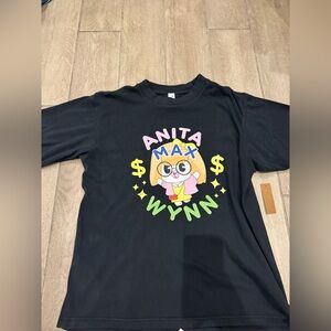 Anita Kids Black Tee with Colorful Cartoon Design